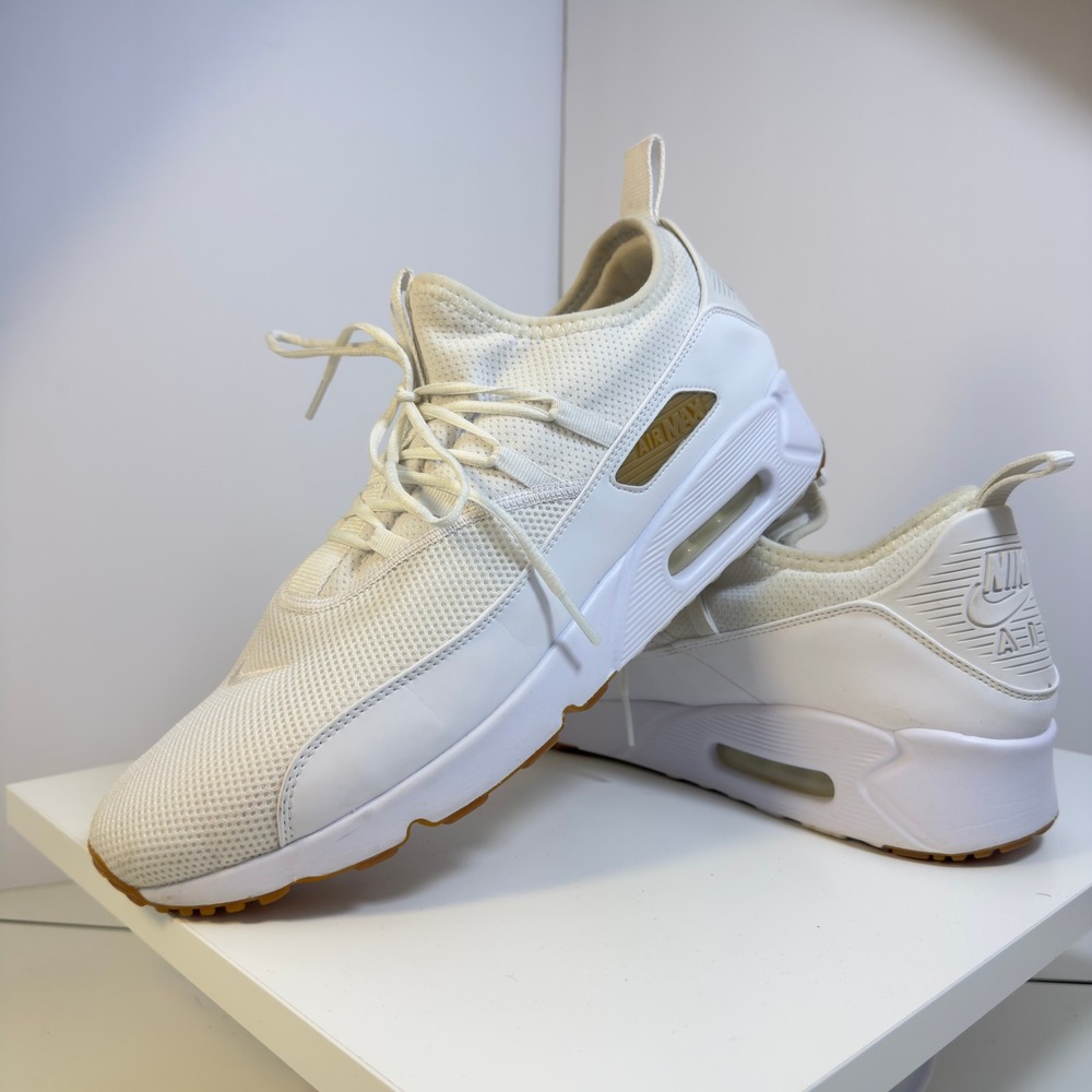 Nike Air Max 90 EZ Men Size 12 White Gold Gum Slip On Running Shoes AV7900-100